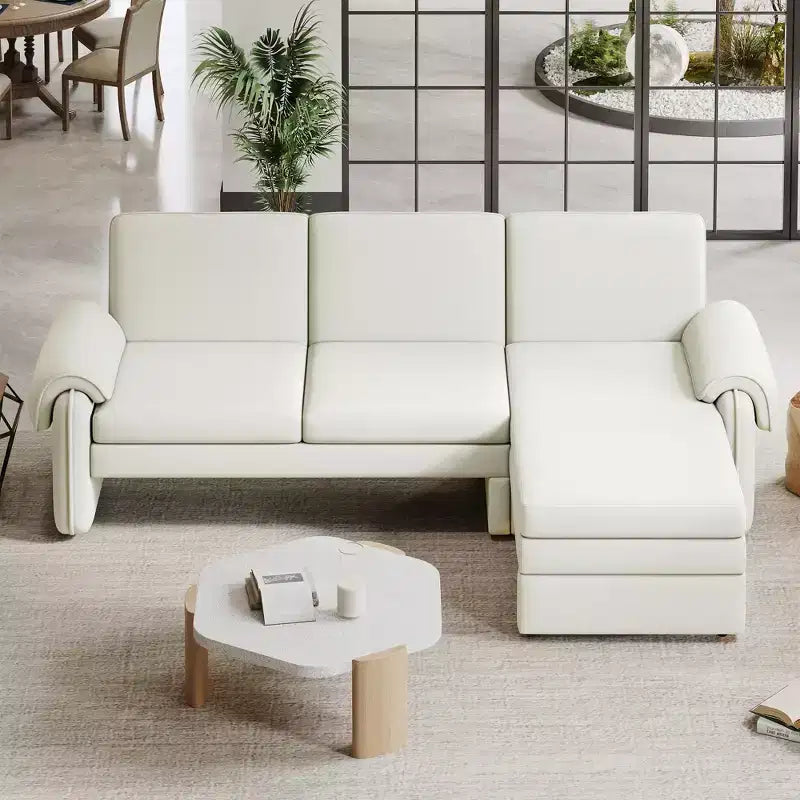94 Modern L-Shaped Sofa, Sectional Sofa With Convertible Chaise, 90-180 Adjustable Backrest