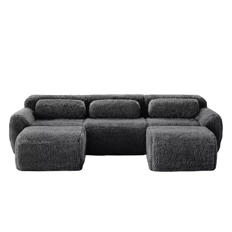 Modular Sectional Sofa with 2 Ottomans, Deep Seat Sectional Sleeper Sofa, Modern Small Sectional for Living Room & Bedroom-Panipeachy