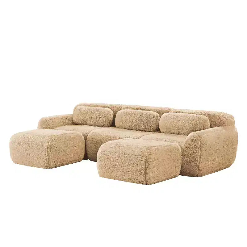 Modular Sectional Sofa with 2 Ottomans, Deep Seat Sectional Sleeper Sofa, Modern Small Sectional for Living Room & Bedroom-Panipeachy