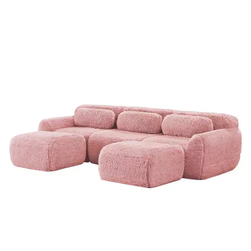 Modular Sectional Sofa with 2 Ottomans, Deep Seat Sectional Sleeper Sofa, Modern Small Sectional for Living Room & Bedroom-Panipeachy