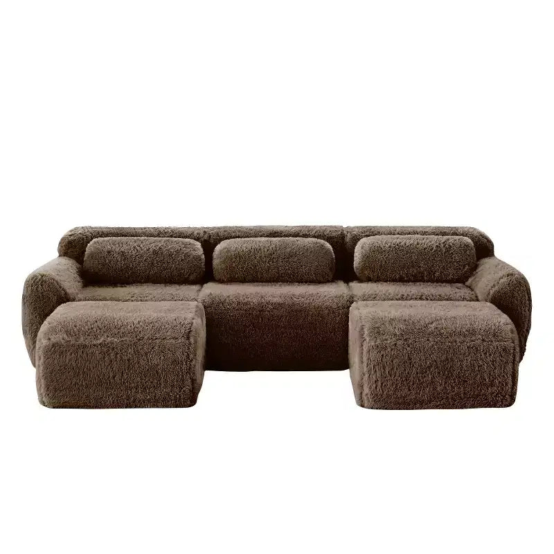 Modular Sectional Sofa with 2 Ottomans, Deep Seat Sectional Sleeper Sofa, Modern Small Sectional for Living Room & Bedroom-Panipeachy