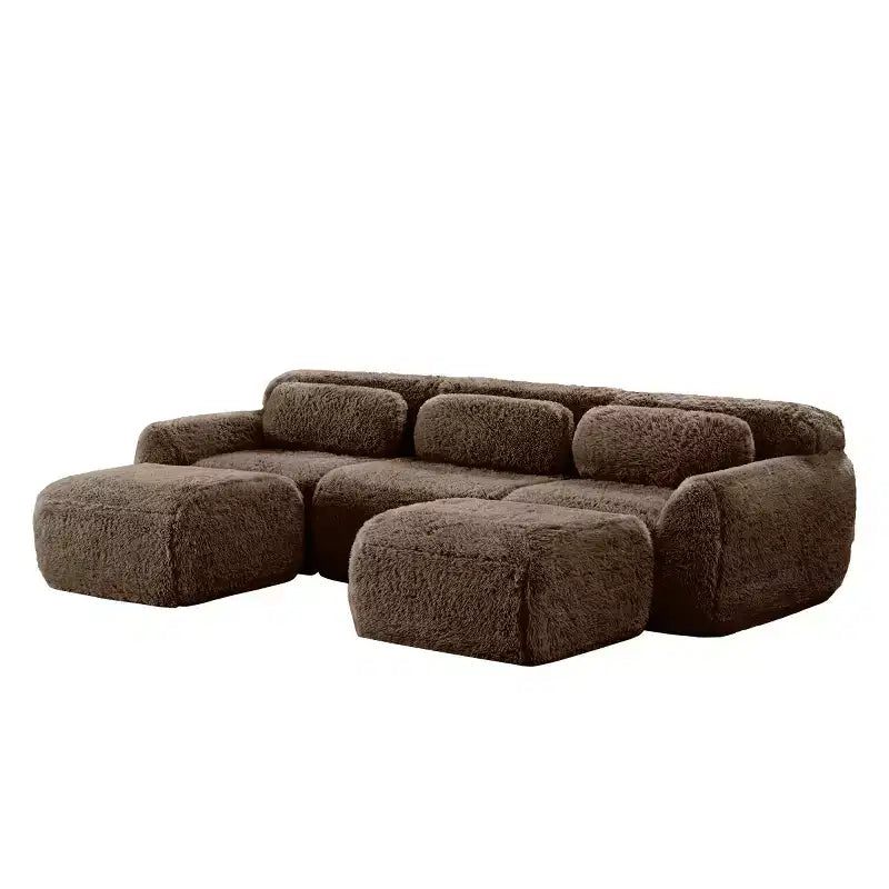 Modular Sectional Sofa with 2 Ottomans, Deep Seat Sectional Sleeper Sofa, Modern Small Sectional for Living Room & Bedroom-Panipeachy