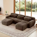 Modular Sectional Sofa with 2 Ottomans, Deep Seat Sectional Sleeper Sofa, Modern Small Sectional for Living Room & Bedroom-Panipeachy