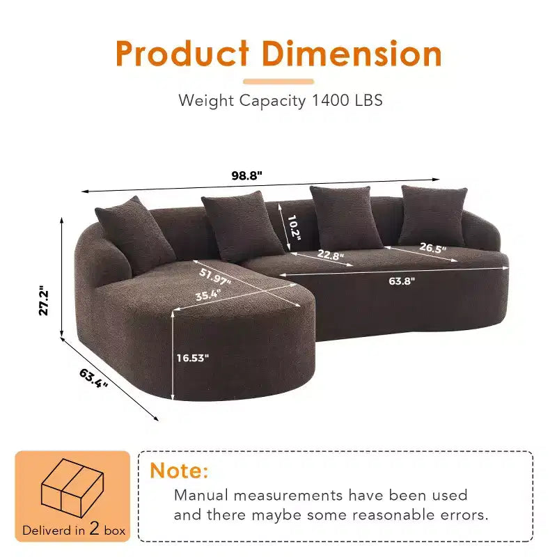 L-Shaped Modular Sectional Sofa with Chaise, Modular Chenille Sofa Couch, Modern Sectional Sofa for Living Room & Bedroom-Panipeachy