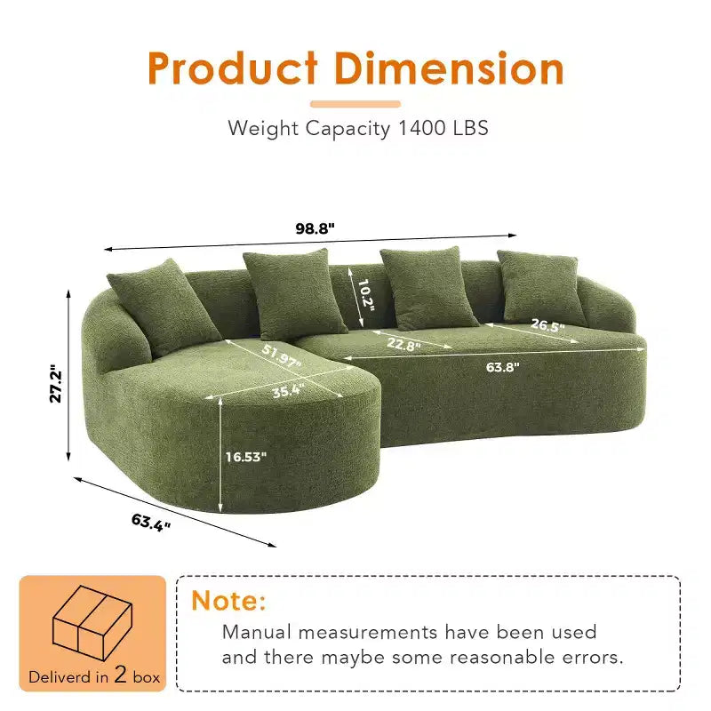 L-Shaped Modular Sectional Sofa with Chaise, Modular Chenille Sofa Couch, Modern Sectional Sofa for Living Room & Bedroom-Panipeachy