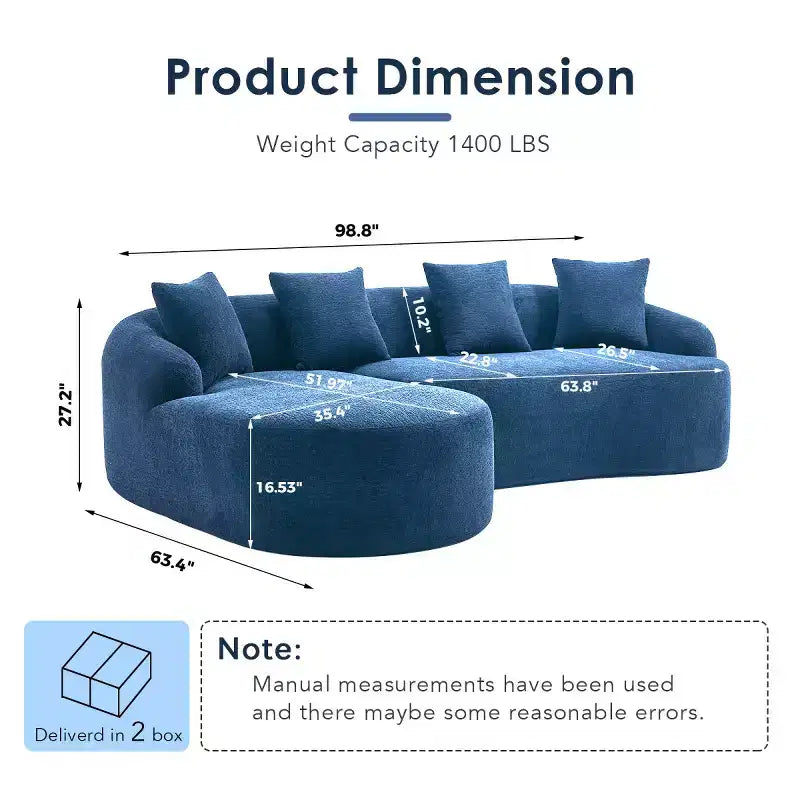 L-Shaped Modular Sectional Sofa with Chaise, Modular Chenille Sofa Couch, Modern Sectional Sofa for Living Room & Bedroom-Panipeachy
