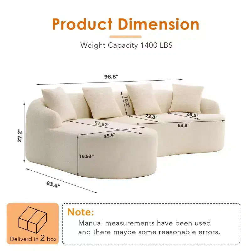 L-Shaped Modular Sectional Sofa with Chaise, Modular Chenille Sofa Couch, Modern Sectional Sofa for Living Room & Bedroom-Panipeachy