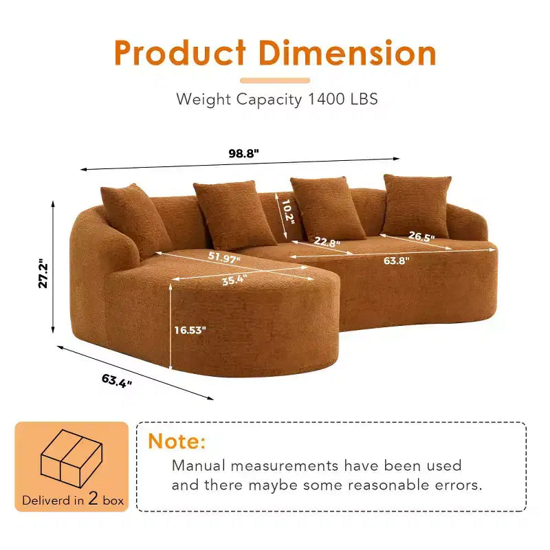 L-Shaped Modular Sectional Sofa with Chaise, Modular Chenille Sofa Couch, Modern Sectional Sofa for Living Room & Bedroom-Panipeachy