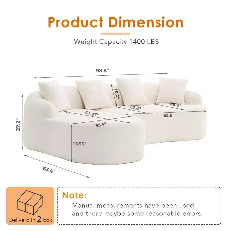 L-Shaped Modular Sectional Sofa with Chaise, Modular Chenille Sofa Couch, Modern Sectional Sofa for Living Room & Bedroom-Panipeachy