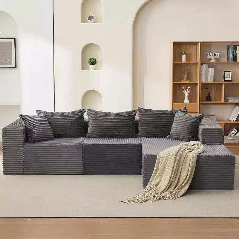 Acekool 108-Inch Cloud Modular Sectional Sofa with Chaise, Plush Boneless L-Shape Couch for Living Room
