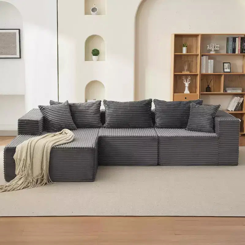 Acekool 108-Inch Cloud Modular Sectional Sofa with Chaise, Plush Boneless L-Shape Couch for Living Room