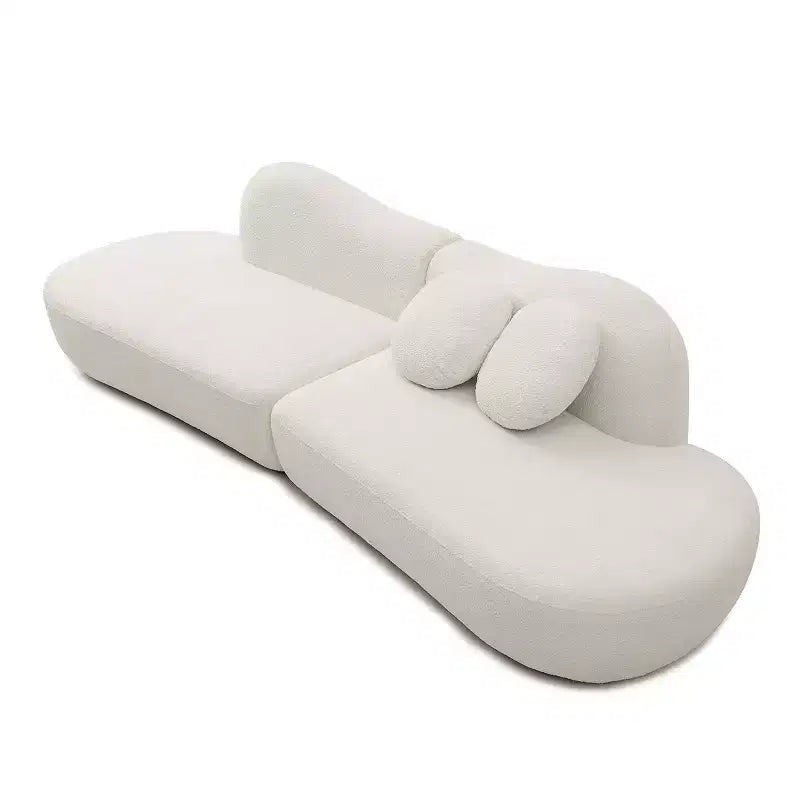 Modern Curved Modular Sectional Sofa with Boucle Upholstery, 3-Seat Cloud Sectional Couch with 2 Pillows for Living Room & Bedroom-Panipeachy