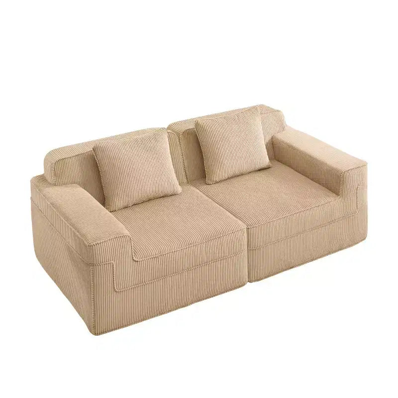 Modular Small Sectional Sofa, Corduroy Deep Seat Loveseat, Modern Cloud Sectional Couch for Living Room, Bedroom, or Apartment-Panipeachy