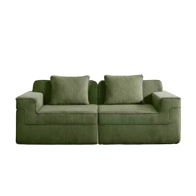 Modular Small Sectional Sofa, Corduroy Deep Seat Loveseat, Modern Cloud Sectional Couch for Living Room, Bedroom, or Apartment-Panipeachy