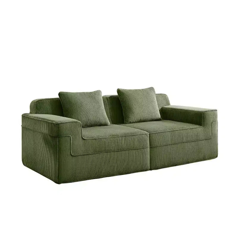 Modular Small Sectional Sofa, Corduroy Deep Seat Loveseat, Modern Cloud Sectional Couch for Living Room, Bedroom, or Apartment-Panipeachy