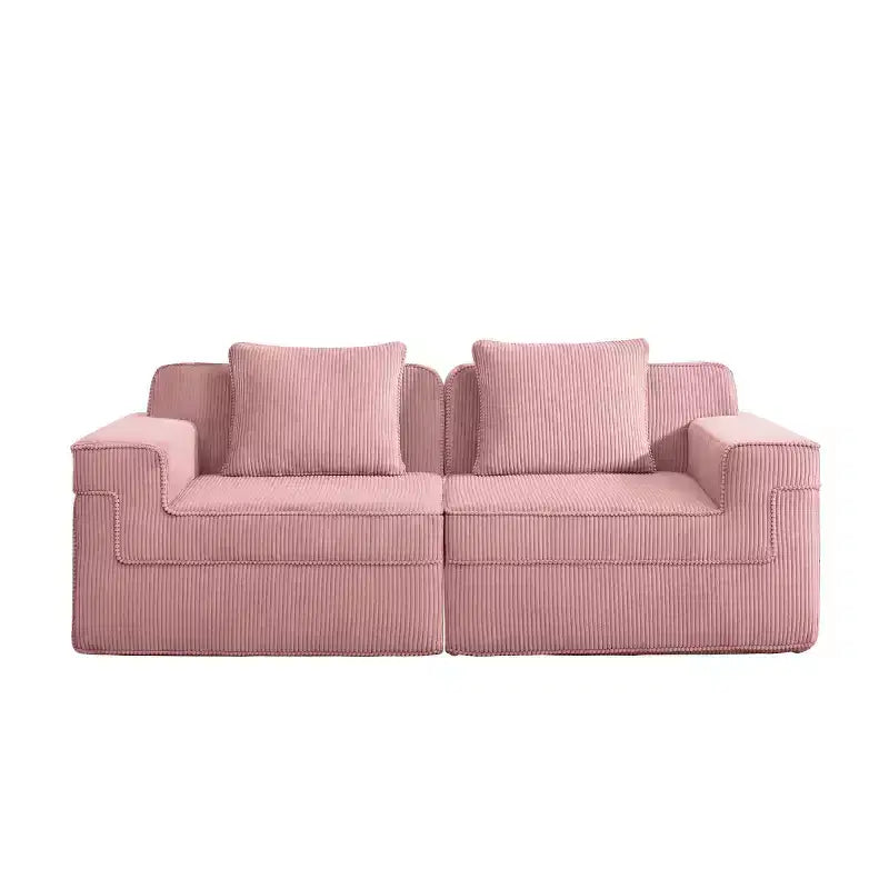 Modular Small Sectional Sofa, Corduroy Deep Seat Loveseat, Modern Cloud Sectional Couch for Living Room, Bedroom, or Apartment-Panipeachy