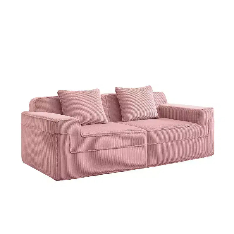 Modular Small Sectional Sofa, Corduroy Deep Seat Loveseat, Modern Cloud Sectional Couch for Living Room, Bedroom, or Apartment-Panipeachy