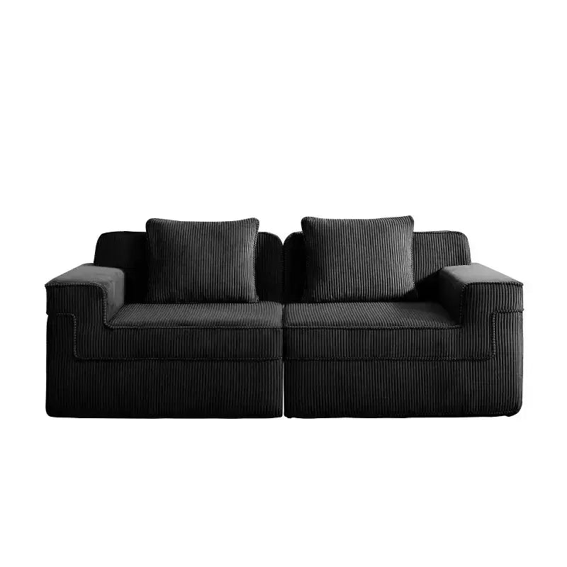 Modular Small Sectional Sofa, Corduroy Deep Seat Loveseat, Modern Cloud Sectional Couch for Living Room, Bedroom, or Apartment-Panipeachy