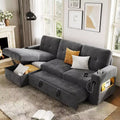 Acekool 84 Inch Sleeper Sofa Couch L-Shaped Pull Out Bed with Storage and Modern Sectional for Living Room