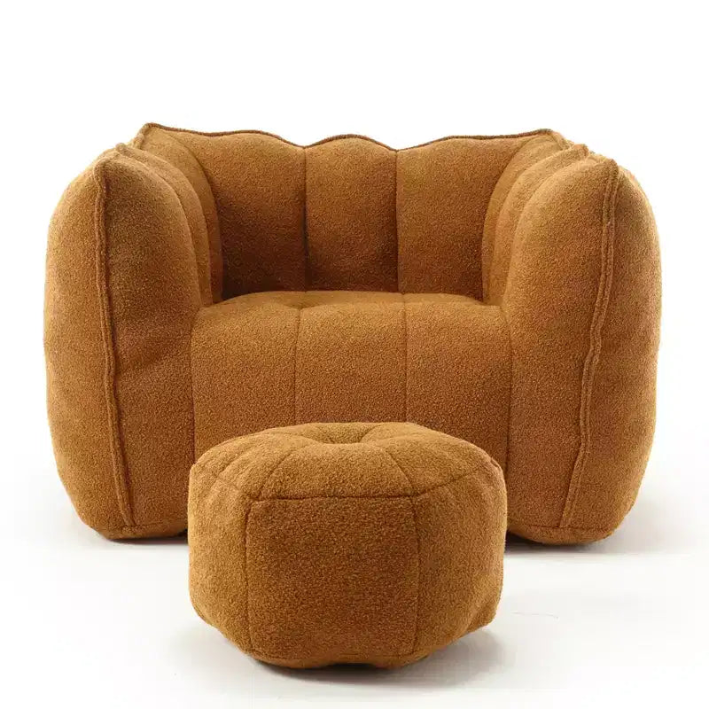 Soft Bean Bag Chair with High-Resilience Foam, Square Lazy Sofa with Footstool, Removable Cover for Adults, Ideal for Gaming, Reading & TV