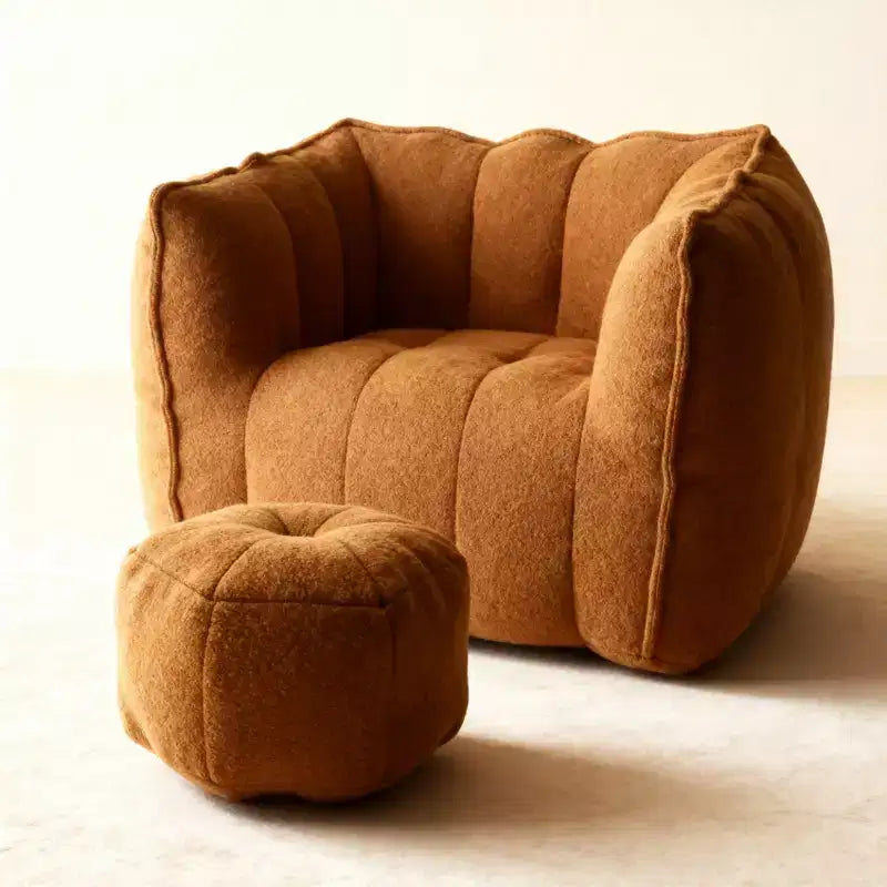 Soft Bean Bag Chair with High-Resilience Foam, Square Lazy Sofa with Footstool, Removable Cover for Adults, Ideal for Gaming, Reading & TV