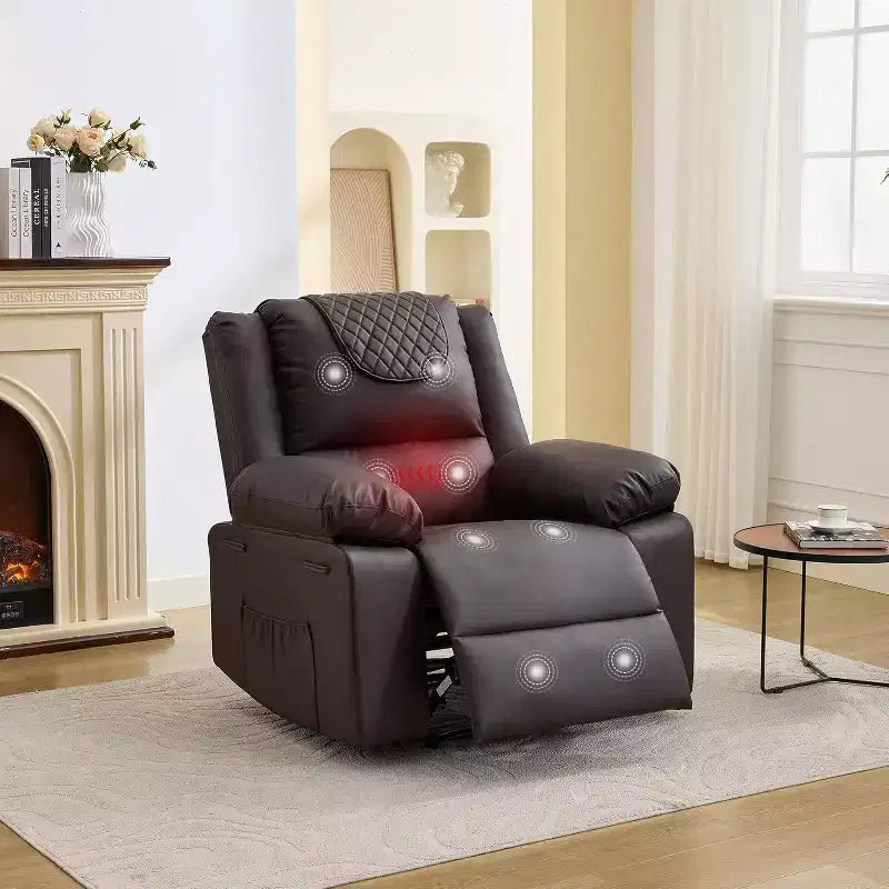 Acekool Manual Recliner Chair, Massage & Heat, 135 Adjustable, Side Pockets, for Living Room & Bedroom