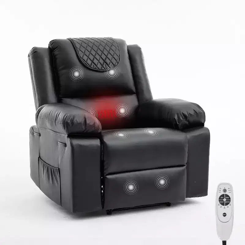 Acekool Manual Recliner Chair, Massage & Heat, 135 Adjustable, Side Pockets, for Living Room & Bedroom
