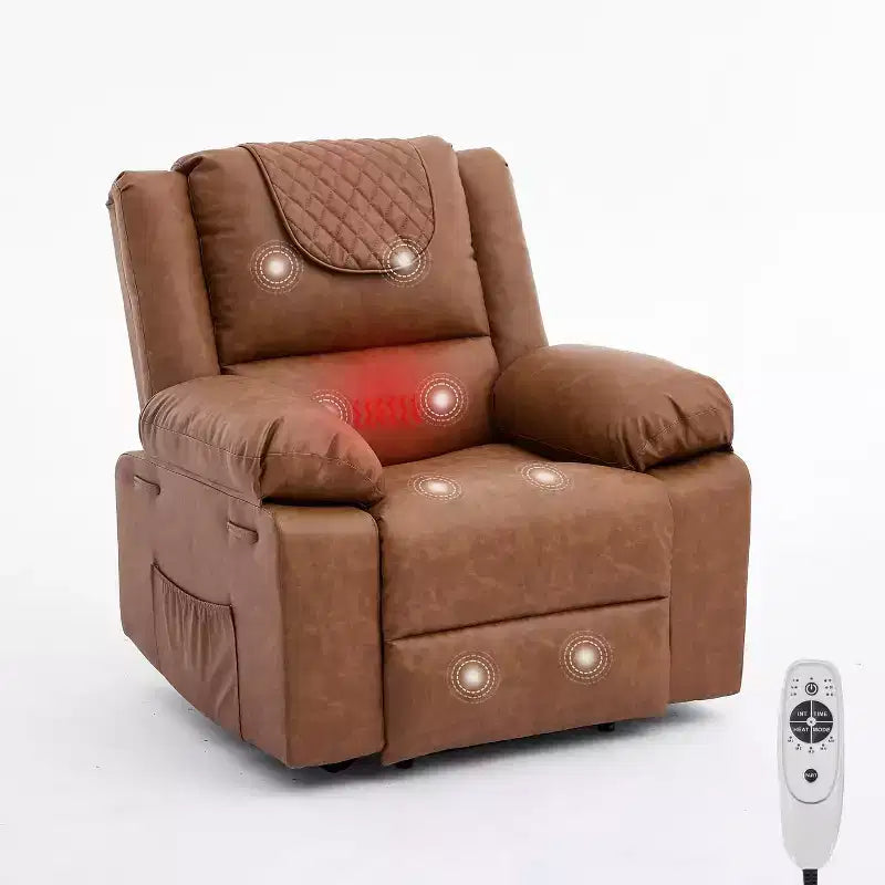 Sillón reclinable manual Acekool, con masaje y calor, ajustable 135°, bolsillos laterales, para sala de estar y dormitorio