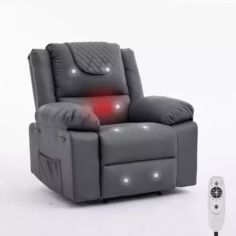 Sillón reclinable manual Acekool, con masaje y calor, ajustable 135°, bolsillos laterales, para sala de estar y dormitorio