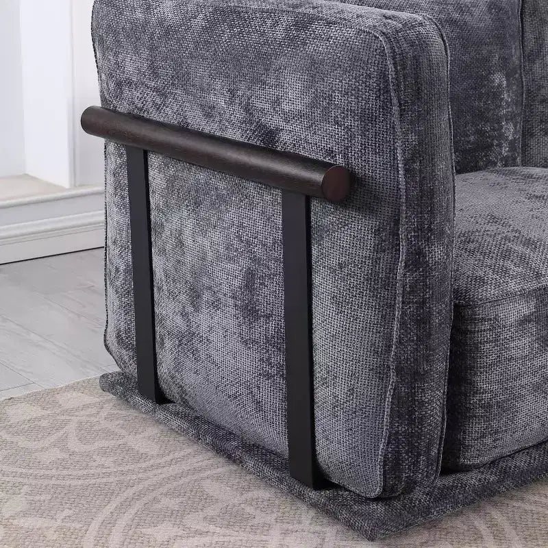 Oversized 3-Seater Straight Modular Sectional Sofa with Wood & Metal Frame, Modern Velvet Cloud Couch for Living Room or Apartment- Panipeachy
