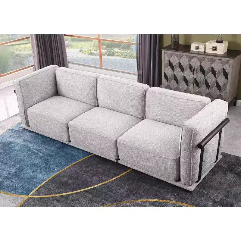 Oversized 3-Seater Straight Modular Sectional Sofa with Wood & Metal Frame, Modern Velvet Cloud Couch for Living Room or Apartment- Panipeachy