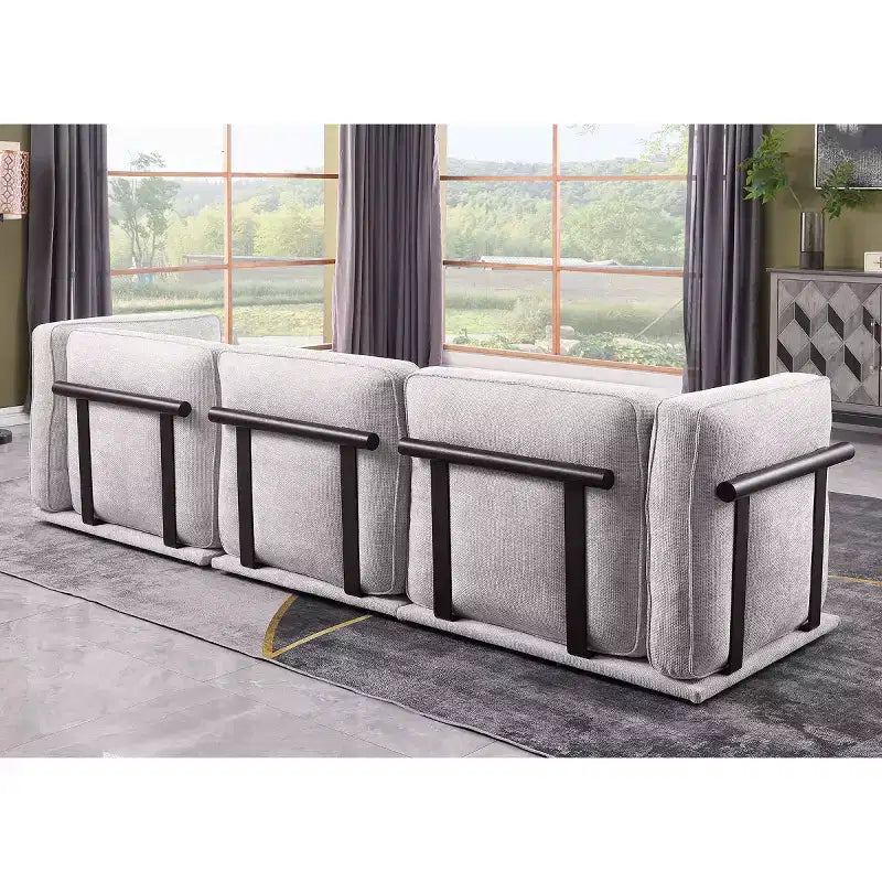 Oversized 3-Seater Straight Modular Sectional Sofa with Wood & Metal Frame, Modern Velvet Cloud Couch for Living Room or Apartment- Panipeachy