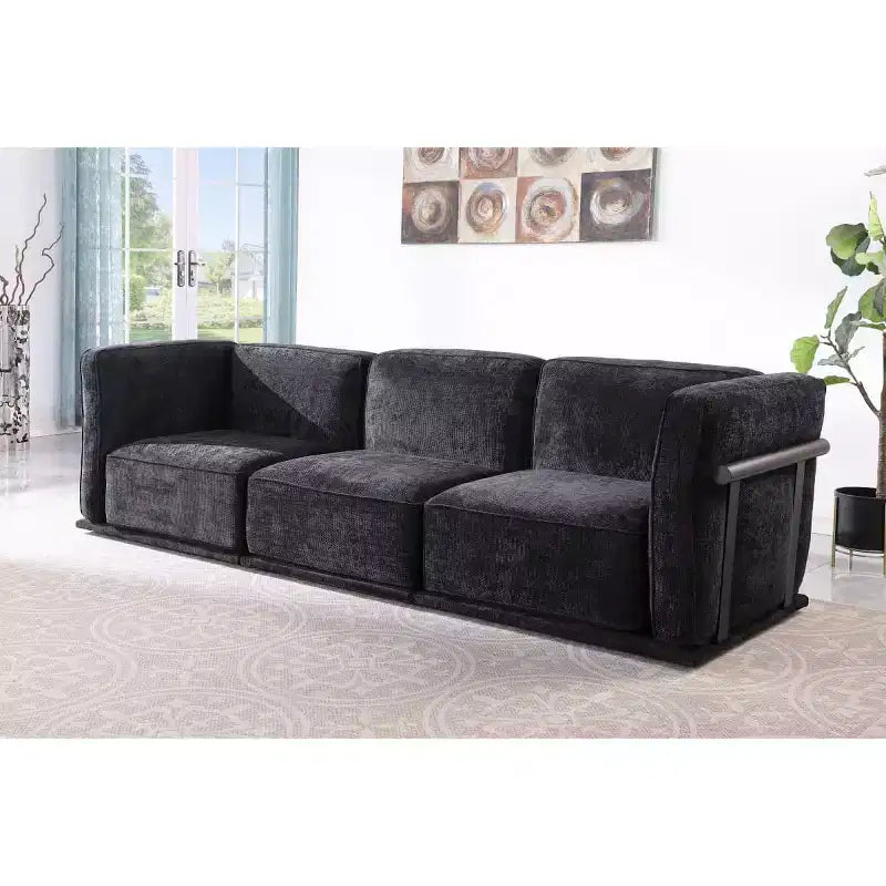 Oversized 3-Seater Straight Modular Sectional Sofa with Wood & Metal Frame, Modern Velvet Cloud Couch for Living Room or Apartment- Panipeachy