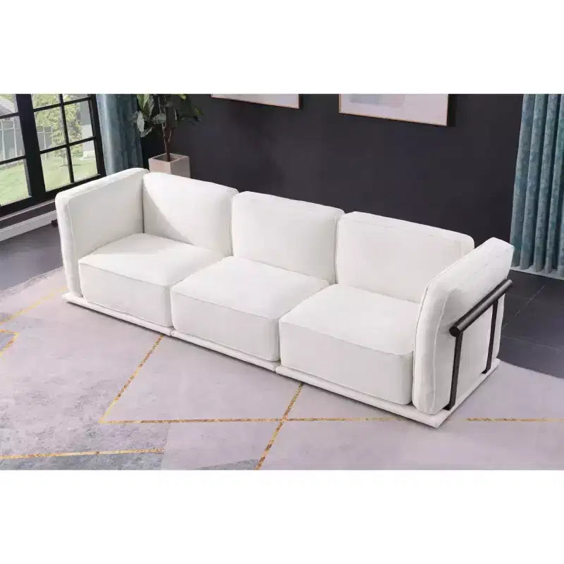 Oversized 3-Seater Straight Modular Sectional Sofa with Wood & Metal Frame, Modern Velvet Cloud Couch for Living Room or Apartment- Panipeachy