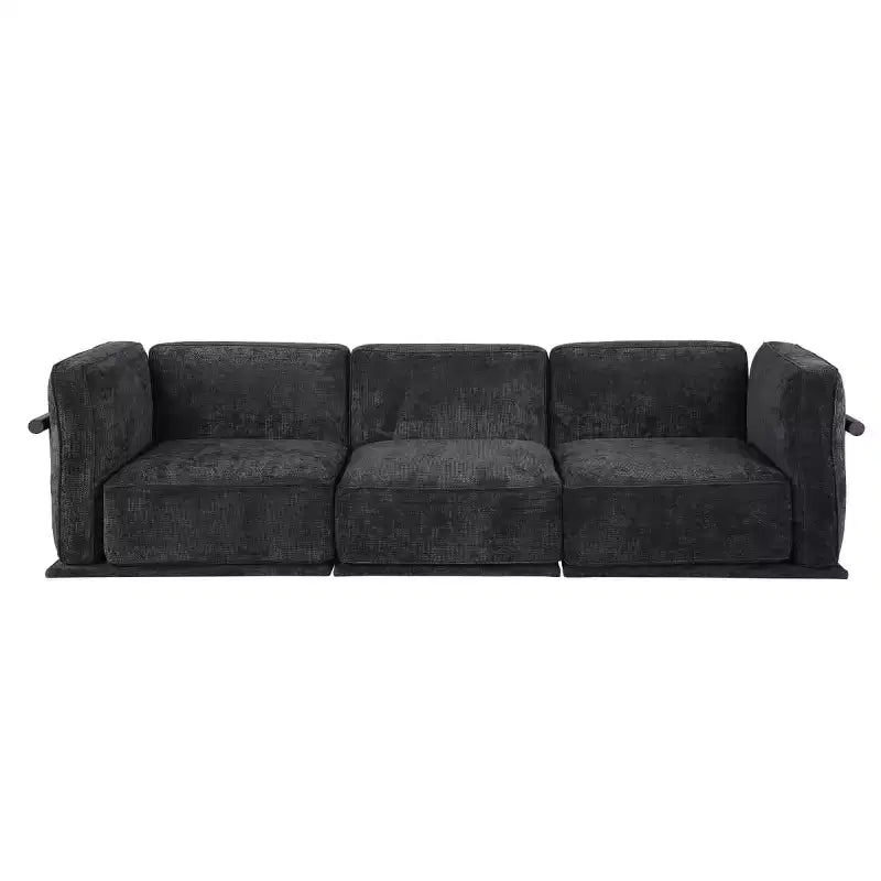 Oversized 3-Seater Straight Modular Sectional Sofa with Wood & Metal Frame, Modern Velvet Cloud Couch for Living Room or Apartment- Panipeachy