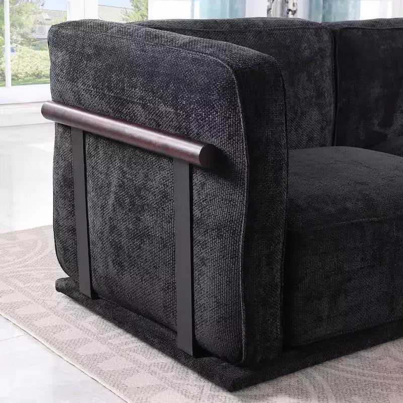 Oversized 3-Seater Straight Modular Sectional Sofa with Wood & Metal Frame, Modern Velvet Cloud Couch for Living Room or Apartment- Panipeachy