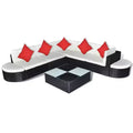 vidaXL 8 Piece Patio Lounge Set with Cushions Poly Rattan Black