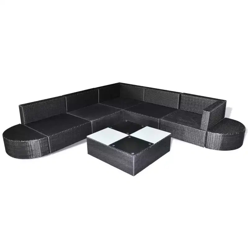 vidaXL Conjunto de Sofás de Jardín de 8 Piezas con Cojines Ratán Sintético Negro