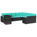 vidaXL Juego de sofás para patio con cojines y mesa, exterior, 10 piezas, ratán sintético