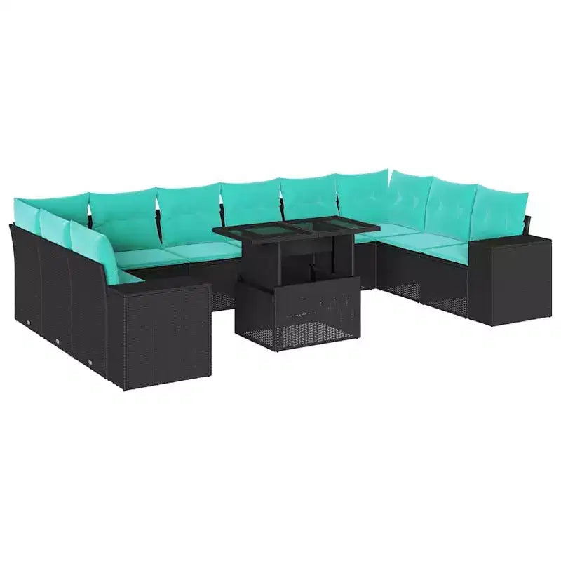 vidaXL Juego de Sofás de Jardín con Cojines Mesa y Sofás 11 Piezas Ratán Sintético