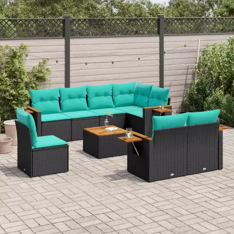 vidaXL 9 Piece Patio Sofa Set with Cushions Grey Poly Rattan (US only)