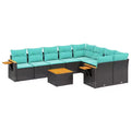 vidaXL 10 Piece Patio Sofa Set with Cushions Black Poly Rattan (US only)