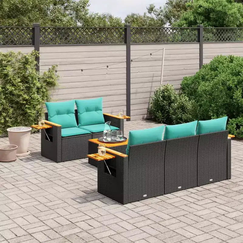 vidaXL 6 Piece Patio Sofa Set with Cushions Grey Poly Rattan (US only)