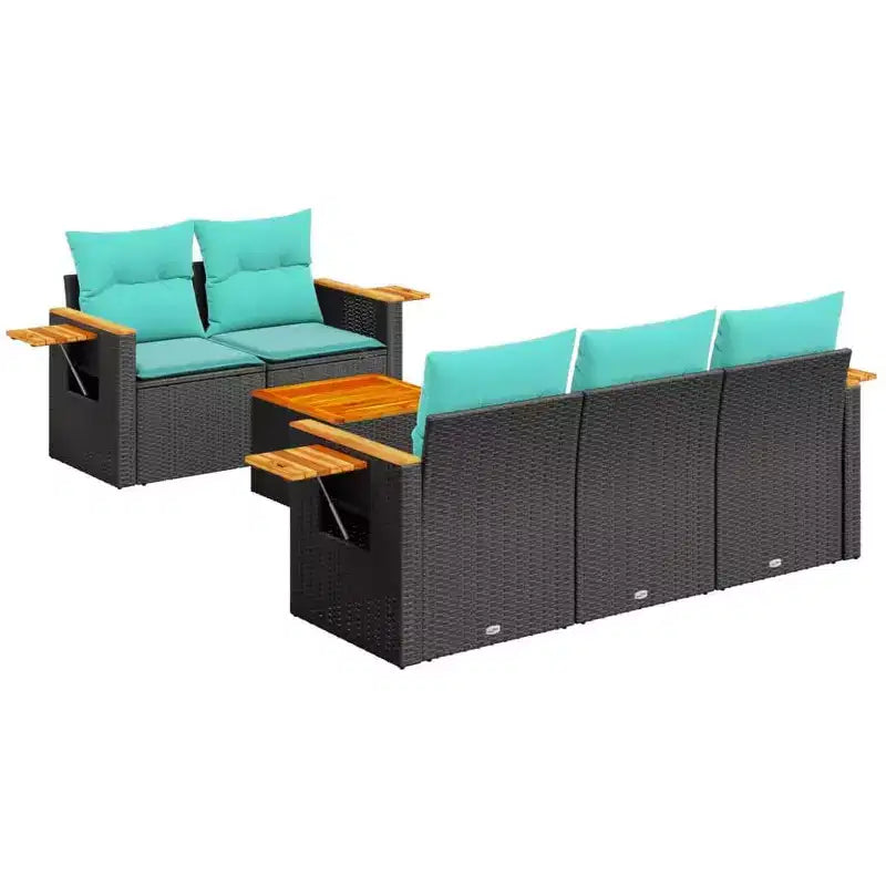 vidaXL 6 Piece Patio Sofa Set with Cushions Grey Poly Rattan (US only)
