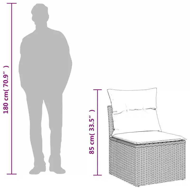 vidaXL Juego de Sofás de Jardín Ratán PE, acero con recubrimiento en polvo Grande