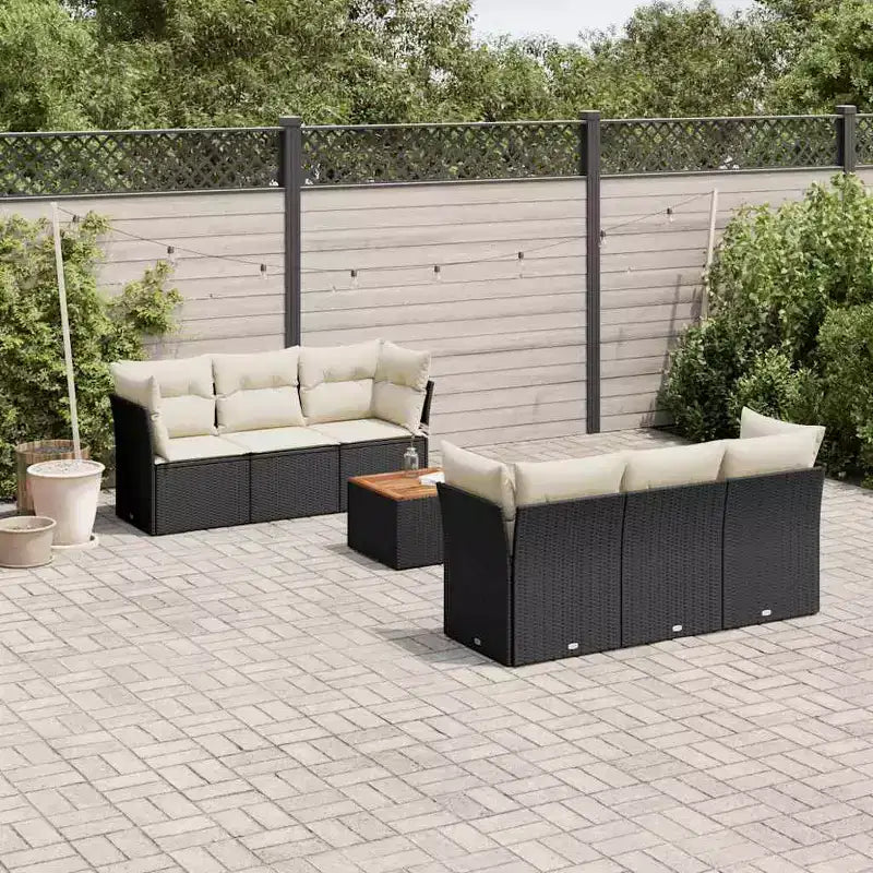 vidaXL Patio Sofa Set with Cushions Outdoor Furniture 7 Piece Poly Rattan