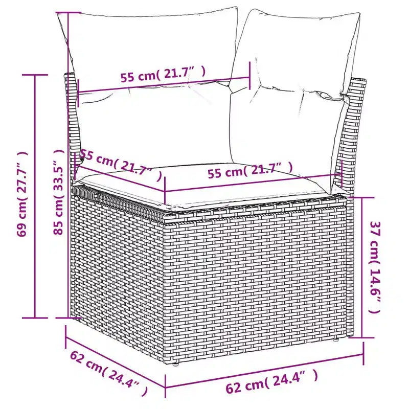 vidaXL Patio Sofa Set with Cushions Outdoor Furniture 7 Piece Poly Rattan