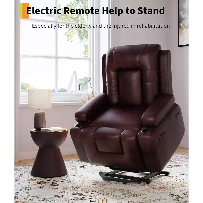 Acekool Power Lift Recliner Chair, Heat & Massage, Adjustable PU Reclining Chair for Elderly, Living Room