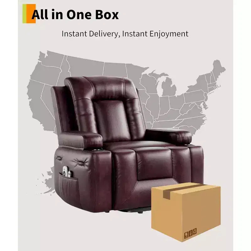 Acekool Power Lift Recliner Chair, Heat & Massage, Adjustable PU Reclining Chair for Elderly, Living Room