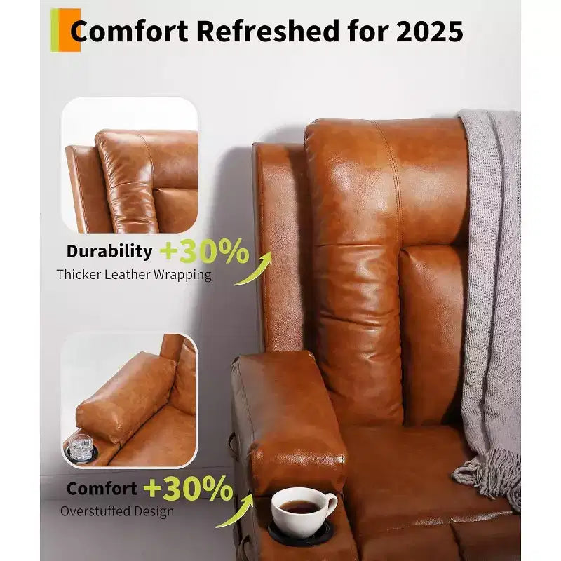Acekool Power Lift Recliner Chair, Heat & Massage, Adjustable PU Reclining Chair for Elderly, Living Room